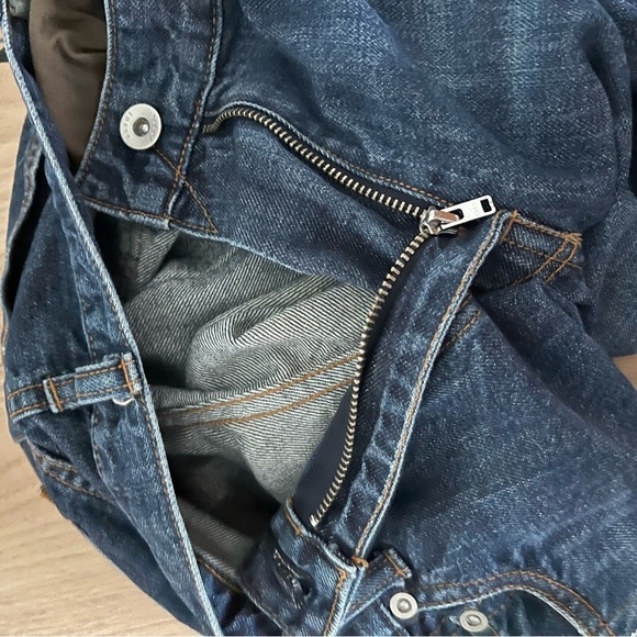 SACAI Japan sz 0  XS Deconstructed Blue DENIM JEANS Green Accent - Picture 12 of 14